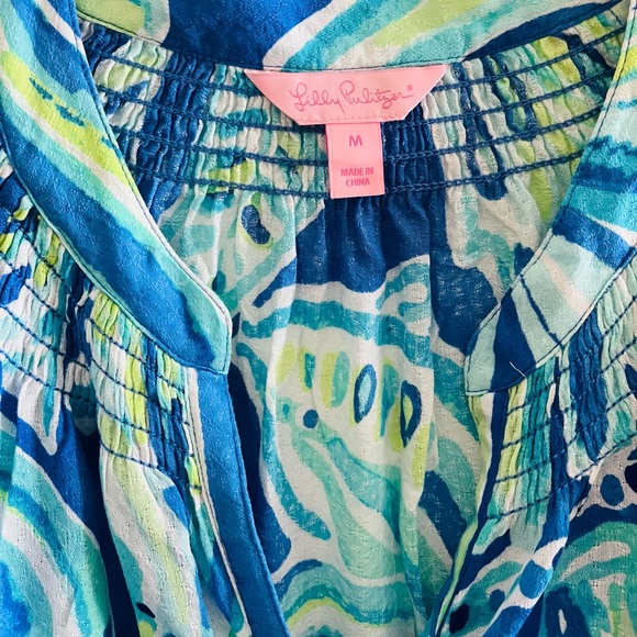 LILLY PULITZER ELSA BUTTON FRONT BECKON PALM PASSAGE BLOUSE TOP SIZE MEDIUM - Picture 5 of 9